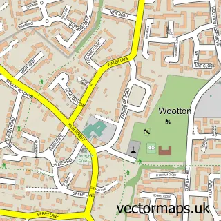 Street map sample of Wootton, Northamptonshire