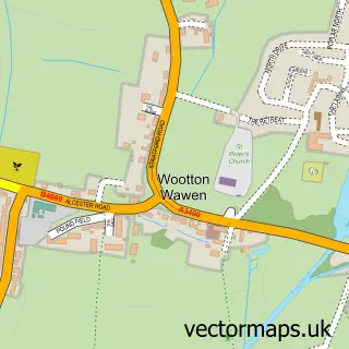 Street map sample of Wootton Wawen, Warwickshire