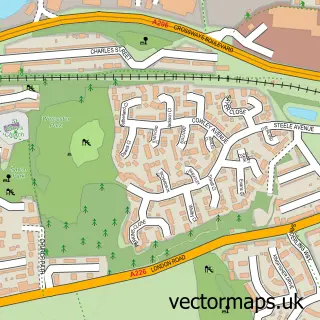 Street map sample of Worcester Park Estate, Kent