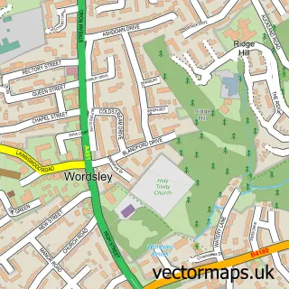 Street map sample of Wordsley, West Midlands