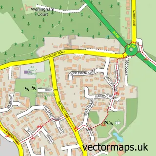 Street map sample of Worlingham, Suffolk