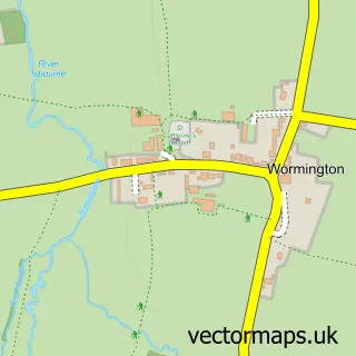 Street map sample of Wormington, Gloucestershire