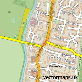 Street map sample of Wormley, Hertfordshire