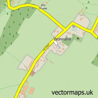 Street map sample of Wormshill, Kent