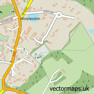 Street map sample of Worplesdon, Surrey