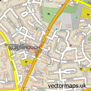 Street map sample of Worsbrough, South Yorkshire