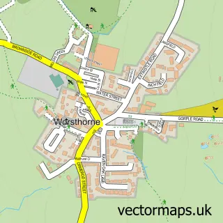 Street map sample of Worsthorne, Lancashire
