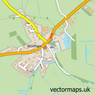Street map sample of Worthen, Shropshire