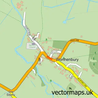Street map sample of Worthenbury, Clwyd