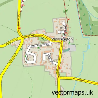 Street map sample of Worthington, Leicestershire