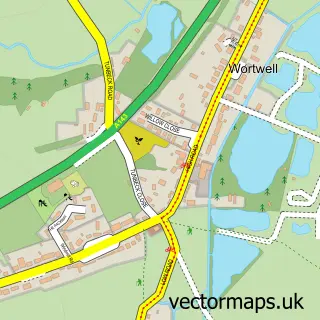 Street map sample of Wortwell, Norfolk