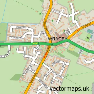 Street map sample of Wragby, Lincolnshire