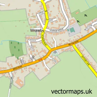Street map sample of Wrawby, Lincolnshire