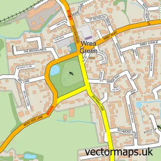 Street map sample of Wrea Green, Lancashire