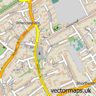 Street map sample of Wrecclesham, Surrey