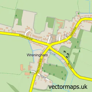 Street map sample of Wreningham, Norfolk