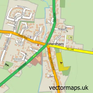Street map sample of Wrentham, Suffolk