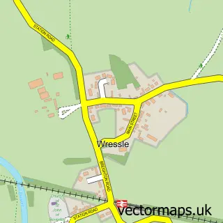 Street map sample of Wressle, East Riding of Yorkshire