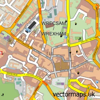 Street map sample of Wrexham, Clwyd