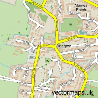 Street map sample of Wrington, Somerset