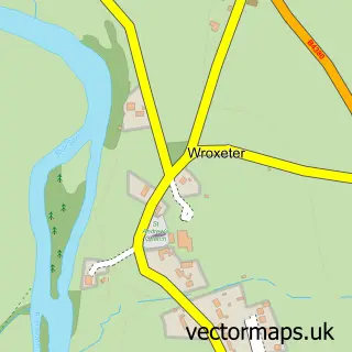 Street map sample of Wroxeter, Shropshire