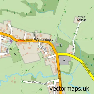 Street map sample of Wybunbury, Cheshire