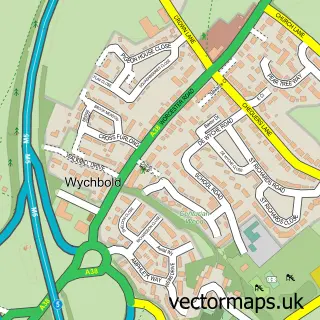 Street map sample of Wychbold, Worcestershire