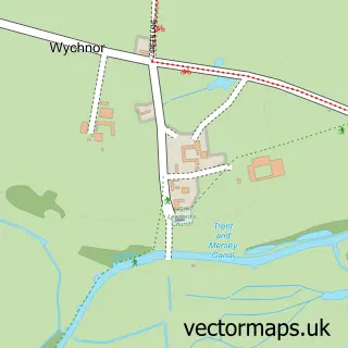 Street map sample of Wychnor, Staffordshire