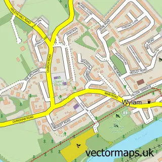 Street map sample of Wylam, Northumberland