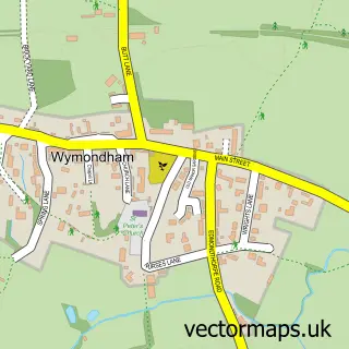 Street map sample of Wymondham, Leicestershire