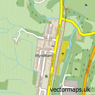 Street map sample of Wyndham, Mid Glamorgan