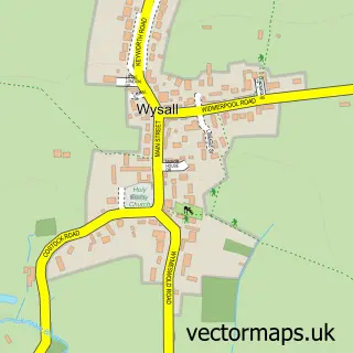 Street map sample of Wysall, Nottinghamshire