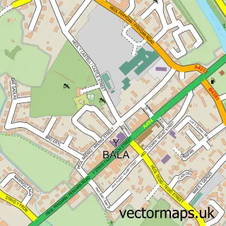 Street map sample of Y Bala, Gwynedd