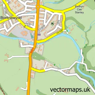 Street map sample of Y Bontnewydd, Gwynedd