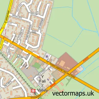 Street map sample of Y Fali / Valley, Gwynedd
