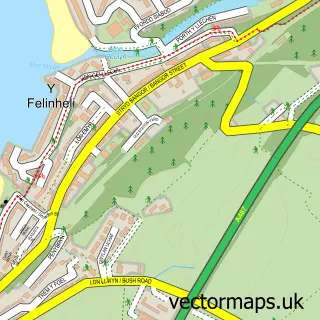 Street map sample of Y Felinheli, Gwynedd