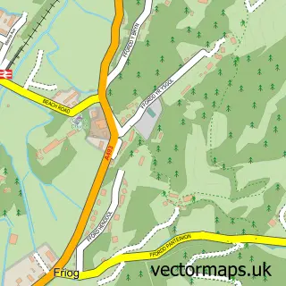 Street map sample of Y Friog, Gwynedd
