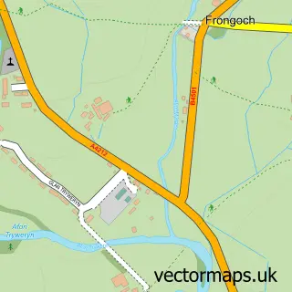 Street map sample of Y Frongoch, Gwynedd