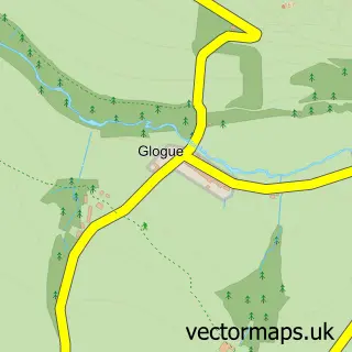 Street map sample of Y Glôg / Glogue, Dyfed