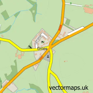 Street map sample of Y Groes, Clwyd