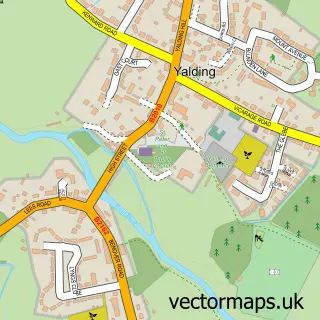 Street map sample of Yalding, Kent