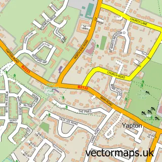 Street map sample of Yapton, West Sussex