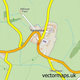 Street map sample of Yarcombe, Devon