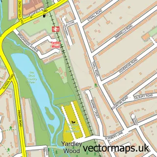 Street map sample of Yardley Wood, West Midlands