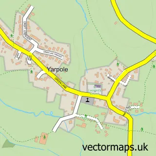 Street map sample of Yarpole, Herefordshire