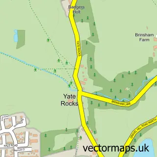 Street map sample of Yate Rocks, Gloucestershire