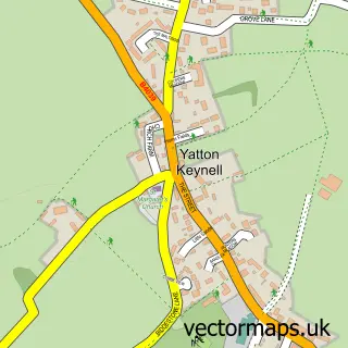 Street map sample of Yatton Keynell, Wiltshire