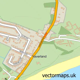 Street map sample of Yaverland, Isle of Wight