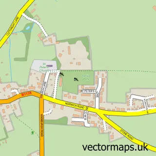 Street map sample of Yaxham, Norfolk