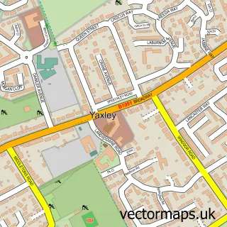 Street map sample of Yaxley, Cambridgeshire